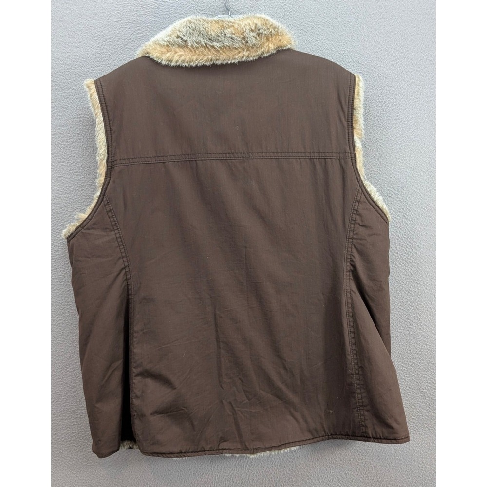 Women's Reversible Faux Fur Vest Brown Full Zip Stand Collar Pockets Size‎ L? - Picture 5 of 8
